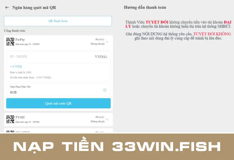 Nạp Tiền 33win Qua Thanh Toán Trực Tuyến